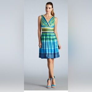 Muse Vibrant Blue and Green Midi Dress
